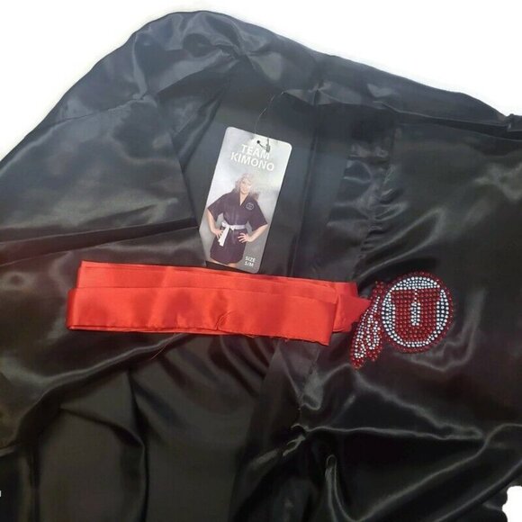 NCAA Womens Size L/XL Utah Utes Short Sleeve Kimono Black Bath Dorm Bed R… - Picture 2 of 7